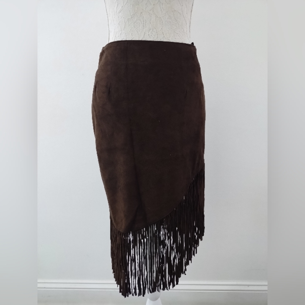 JOHN PATRICK'S SUEDE FRINGE SKIRT